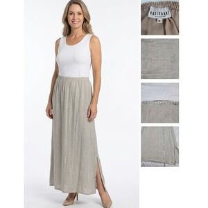 Vintage David Dart 100% Linen Maxi Skirt XL Made in USA Lagenlook Neutral Tan